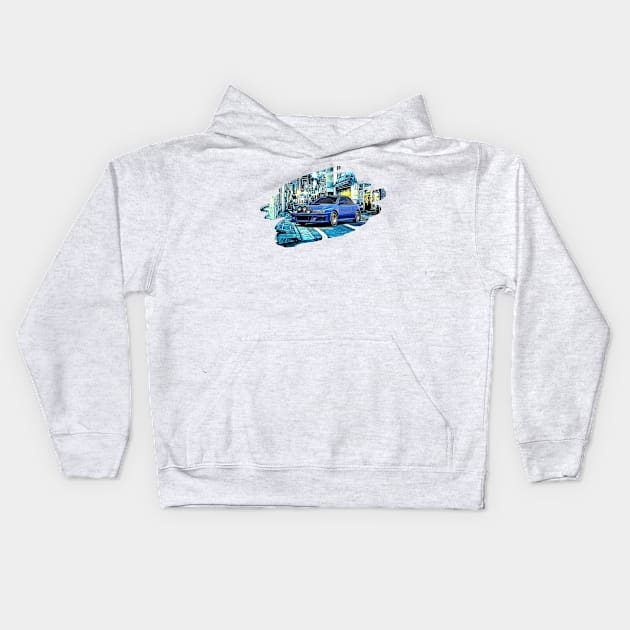 Classic WRX STI Tokyo Night Print Kids Hoodie by Auto-Prints